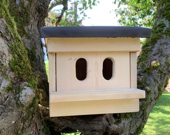 Caja nido para colirrojo y petirrojo de jardín, casita para pájaros para colirrojo, caja para pájaros de jardín, ayuda para anidar para pájaros