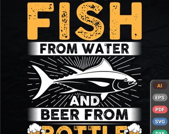 I Rescue Fish From Water And Beer From Bottle/Fishing Hook /Beer /fishing lover /hunting season /fisherman drunk  |Ai |Svg| Png Digital File