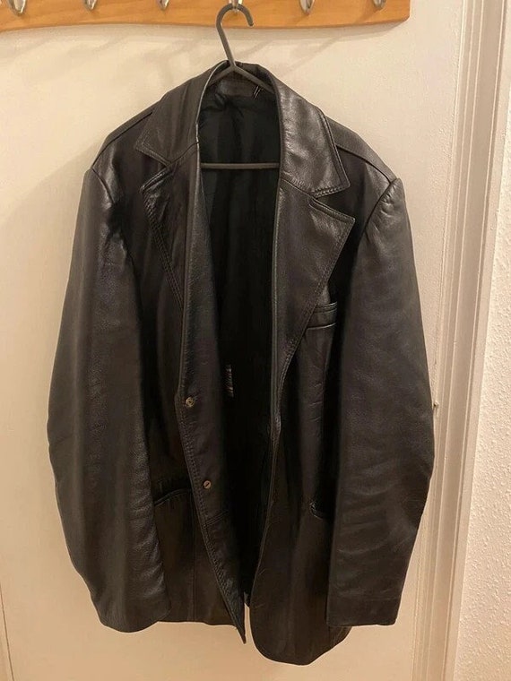 Size 4XL 1970s Vintage Mens Leather Jacket (Biker… - image 1