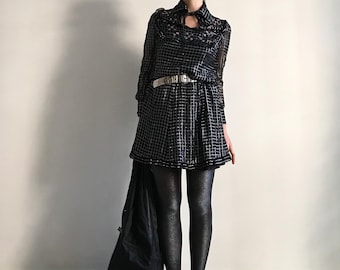 Robe lurex noire et argentée vintage des années 60