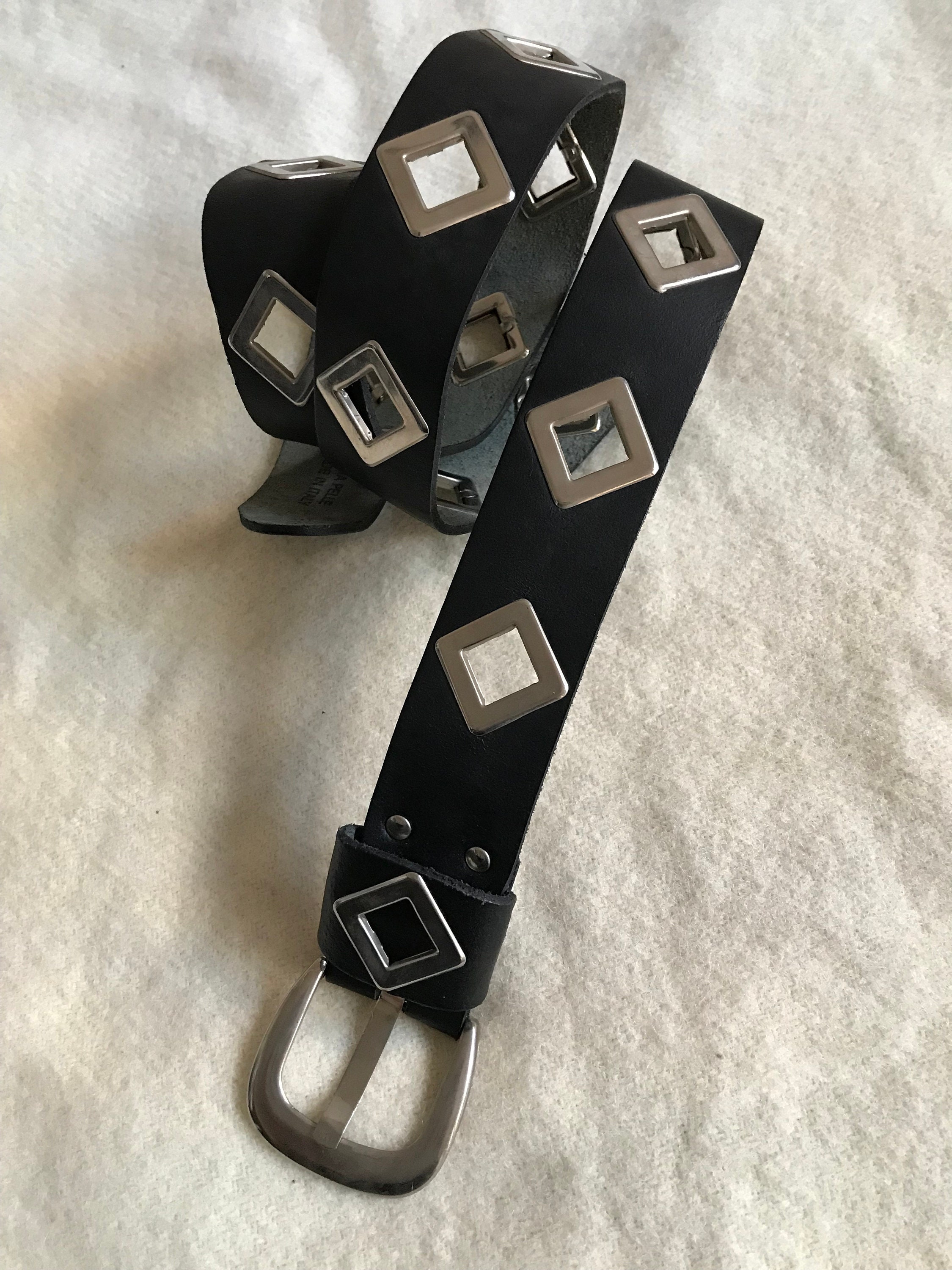 Vintage Leather Belt and Metal Studs - Etsy Vintage Leather Belt and Metal Studs - Etsy