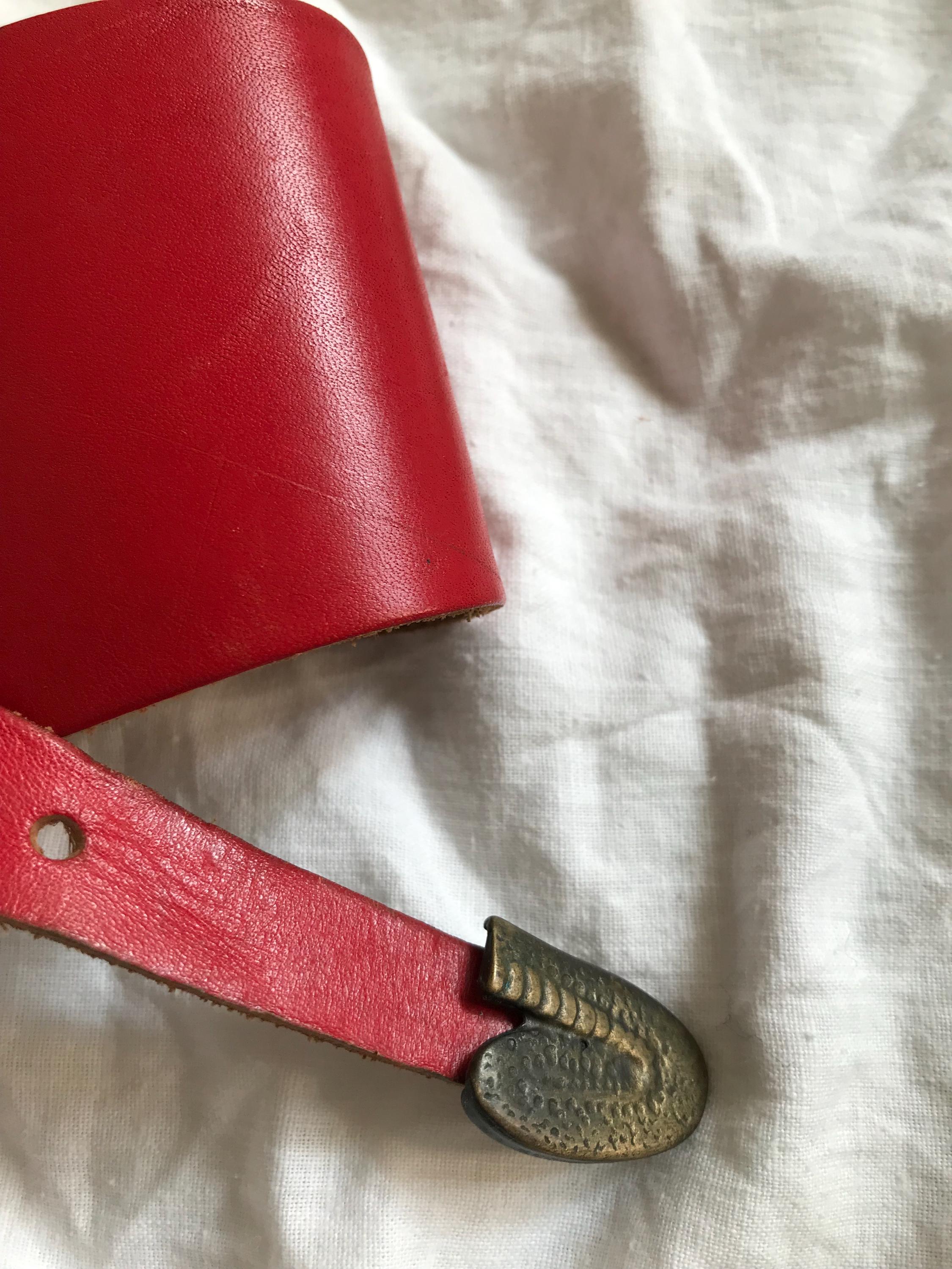 Vintage Red Leather Belt With Snake Metal Buckle - Etsy display picture 2