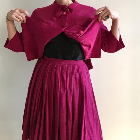 Virgin Merino Wool Twill Suiting Made in Italy - Cyclamen Pink