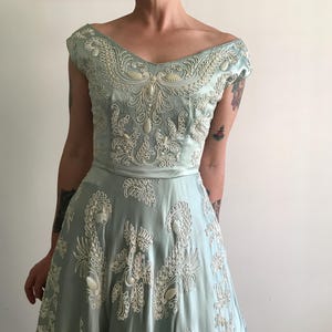 mint green pinup dress Marie-Therese Mint Peasant Dress