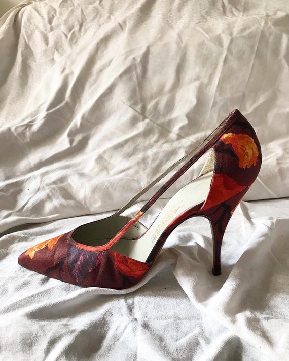 Rares escarpins vintage Sorelle Fontana en tissu fleuri Etsy France