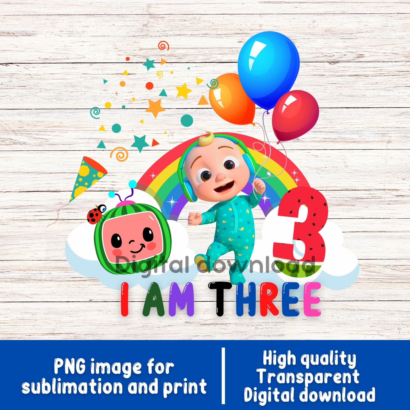 Cocomelon 3rd Birthday PNG Kids Birhday PNG Images - Etsy