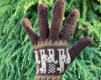 Gants en tricot ALPAPA Alpagas à la main Gants Mince Léger Pérou Warm Soft Knit Gloves Alpagas artisanal Laine d’alpaga Hiver