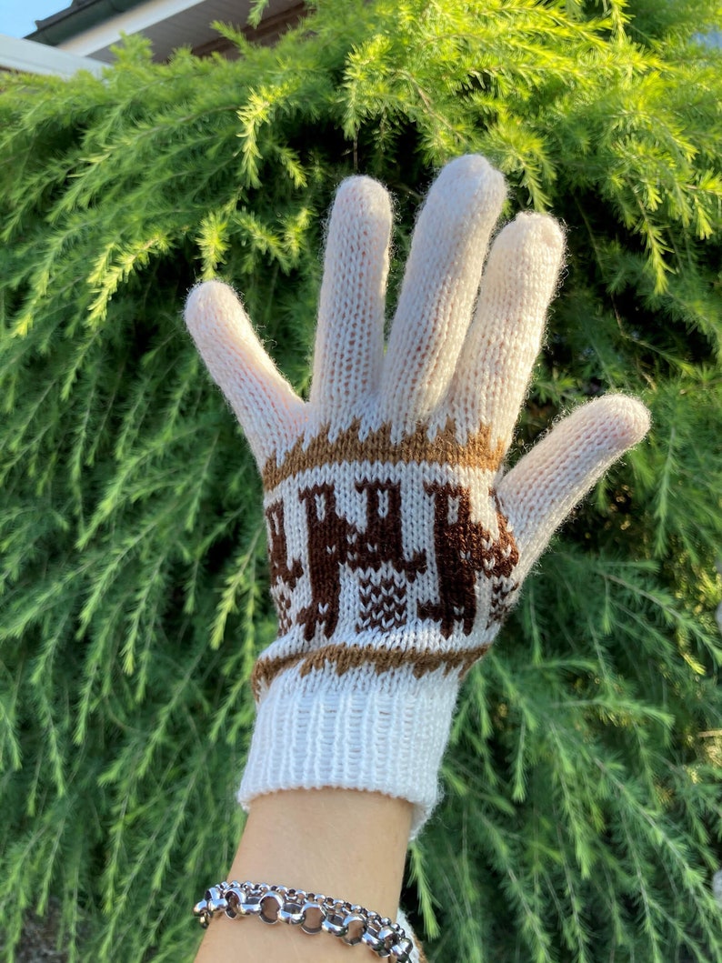 Alpakahandschuhe Qara Handgemachte Alpaka Handschuhe in verschiedene Farben Peru Kuschelig Weich Knit Gloves Alpaka Handarbeit Alpakawolle Bild 2