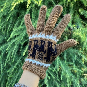 Alpakahandschuhe Qara Handgemachte Alpaka Handschuhe in verschiedene Farben Peru Kuschelig Weich Knit Gloves Alpaka Handarbeit Alpakawolle Bild 3
