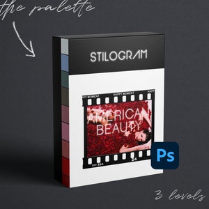 AMERICAN BEAUTY フィルター - 映画にインスパイアされた Photoshop アクション - 赤、白、青のフィルター、クールなカラー グレーディング アクション