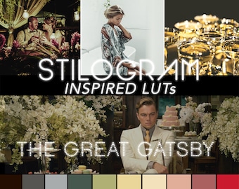 ÓTIMOS LUTs inspirados em GATSBY - Art Déco, filtros de cores opulentos - LUTs de cubo 3D, gradação de cores, visual cinematográfico lindo para cineastas, insta