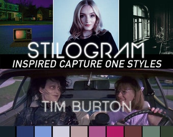 Capture One Stylepack inspired by Tim Burton - Cinematic, moody palettes of iconic movies Edward Scissorhands, Beetlejuice + more