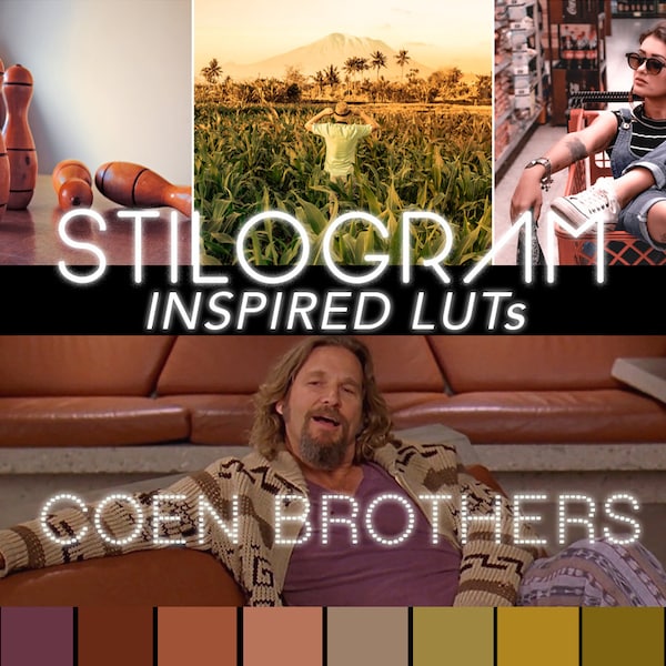 COEN Bros LUTs inspired by iconic movies Big Lebowski, Fargo & Oh Brother! Film, cinematic video filters, color grading, filmmakers, insta