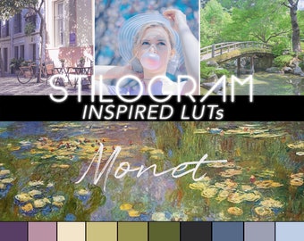 MONET-inspired LUTs - pastel palette, flat shadows for film - 3d LUT set for Premiere Pro, DaVinci Resolve & video editing for vloggers