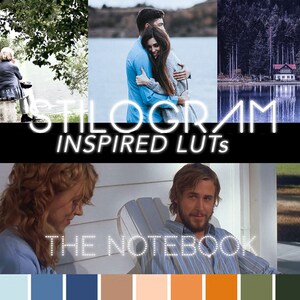 LUTs pack The Notebook movie color scheme - 40s style inspired, cool bright palette - Video & Film 3D LUTs for Adobe, Davinci Resolve