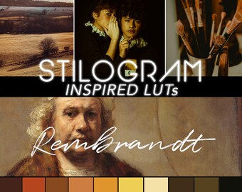 REMBRANDT LUTs - Burnt umber, gold, sepia filters inspired by art - Color grading set for film & videographers - 3d cube LUT pack