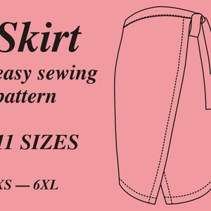 Skirt Easy Sewing Pattern Skirt Women Sewing Pattern PDF Midi Skirt Pattern Wrap Skirt Women&#39;s Skirt Pattern Instant Download Skirt DIY