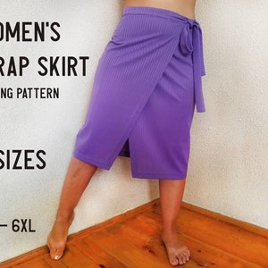 Womens Wrap Skirt Sewing Pattern PDF Size XS to 6XL Midi Wrap Skirt Sewing Pattern Female Wrap Skirt Sewing Pattern Instant Download DIY