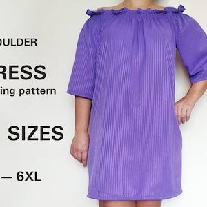 Summer Dress Sewing Pattern PDF | Off Shoulder Dress Pattern PDF | Women Dress Sewing Tutorial | DIY Gift for Mom Dress Sew Pattern Download