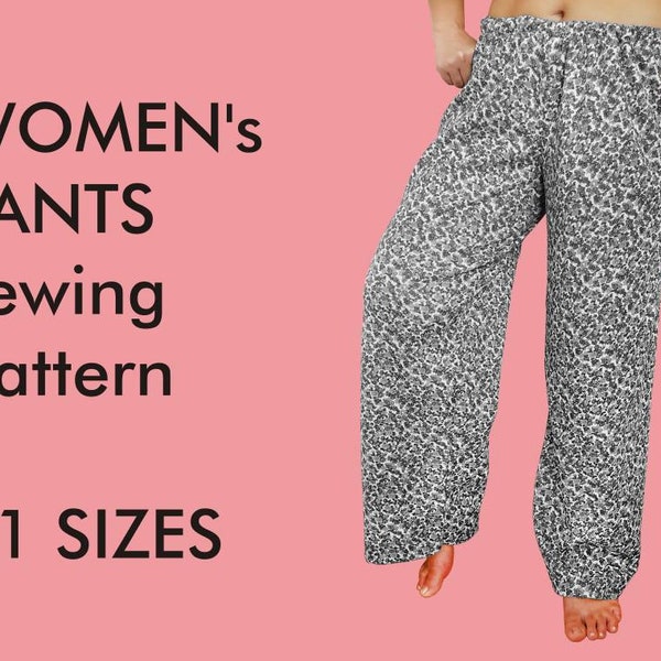 Women Pants Sewing Pattern PDF - Women Trousers Sewing Pattern - Lounge Pants Sewing Pattern Summer Pants - Boho Pants Instant Downloaded