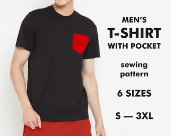 Men's T-Shirt Sewing Pattern PDF - T-Shirt with Pocket Sewing Pattern - Male T-Shirt Sewing Pattern PDF - Summer T-Shirt Instant Download