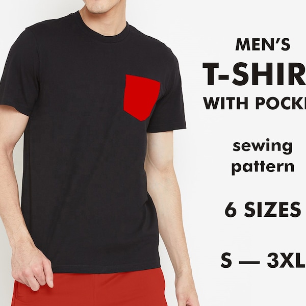 Men's T-Shirt Sewing Pattern PDF - T-Shirt with Pocket Sewing Pattern - Male T-Shirt Sewing Pattern PDF - Summer T-Shirt Instant Download