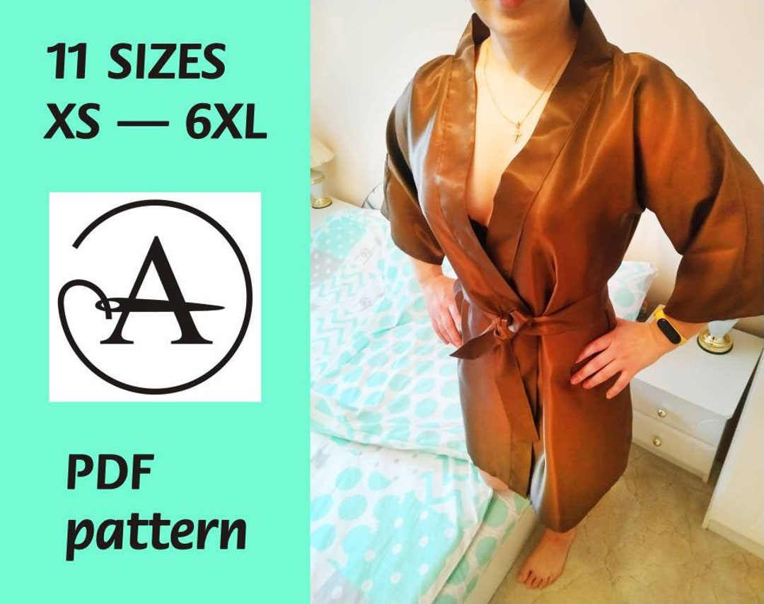 Short Robe Sewing Pattern PDF Kimono Robe Pattern House Robe Pattern