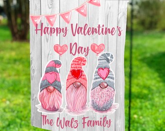 Pink Gnome Valentine Garden Flag PNG, Winter Sublimation, Sublimation Designs, Valentine png, Valentine Garden Flag png, DIGITAL DOWNLOAD