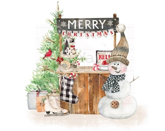 Snowman Booth png, Christmas Sublimation, Christmas png, Snowman png, Digital Download, Sublimation Designs, Rustic png