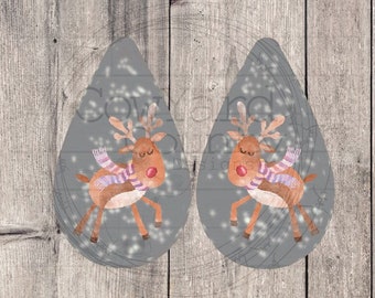 Reindeer Earring Designs, Earring Sublimation Images, Earring Templates, Christmas Sublimation, Christmas  Downloads, Drop Earrings, Gray