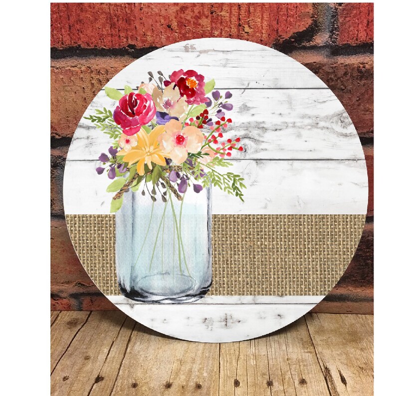 Hello Floral Round Door Hanger Home Sublimation Designs | Etsy