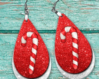 Candy Cane Earring PNG, Earring Sublimation Images, Earring Templates, Christmas Sublimation, Christmas  Downloads, Digital Download