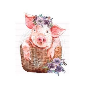Pig with Flowers png, Spring Sublimation, Farm Sublimation, Sublimation Designs, Farm png, Digital Download, Sublimation png, Pig png