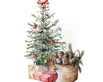 Albero di Natale e legna da ardere, sublimazione natalizia, pupazzo di neve png, disegni natalizi, disegni natalizi rustici. Disegni di sublimazione