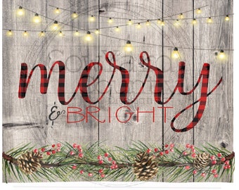 Merry and Bright Hardboard Design, Christmas Sublimation Images, 8x10.25 inch Templates, Cutting Board Designs , Christmas Sublimation
