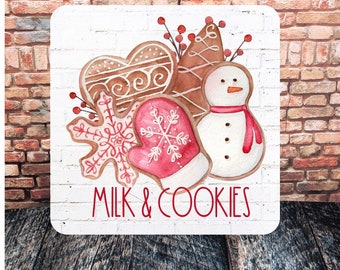 Milk and Cookies 6&quot; Tiles, Scramble Tile Designs, Christmas PNG, Christmas Sublimation, Christmas Square PNG, Sublimation Designs