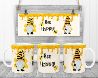 Gnome Bee mug png, Mug Sublimation, Honey Bee Mug Designs, Mug png, Sublimation Designs, Bee png, Summer sublimation, Gnome png