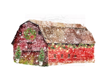 Christmas Barn Sublimation Design, Christmas Farm Sublimation Images, Farm Digital Download, Farmhouse Sublimation Download, Winter Barn PNG