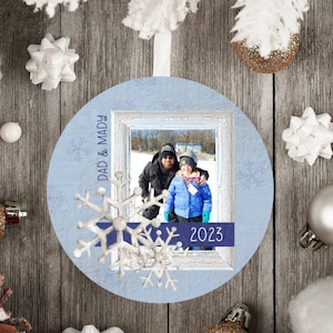 Snowflake Photo Round Ornament, Ornament Designs, Christmas Sublimation, Christmas png, Ornament png, Sublimation Designs, DIGITAL DESIGN