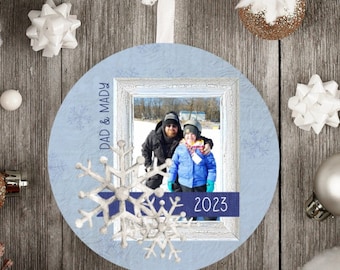 Snowflake Photo Round Ornament, Ornament Designs, Christmas Sublimation, Christmas png, Ornament png, Sublimation Designs, DIGITAL DESIGN