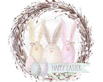 3 Bunnies Wreath, Spring Sublimation, Sublimation Designs, Spring png, Easter Sublimation, Digital Download, Spring Sublimation