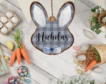 Gray Plaid Bunny Tag png, Easter png, Easter sublimation, Sublimation Designs, Spring png, Spring Sublimation, Egg png, Basket Tag png