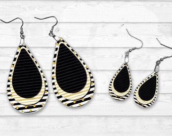 Gold and Black Glitter Earring Designs, Earring Sublimation Images, Layerd Earring PNG,  Drop Earrings, Personalized Earring Designs