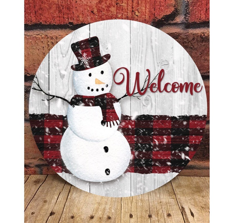 Download Red Plaid Snowman Door Hanger Christmas Sublimation Winter ...