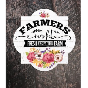 Farmers Market Door Hanger, Spring Door Hanger,  Sublimation Designs, Farmhouse Sublimation, Sublimation Designs, Quatrefoil Door Hanger