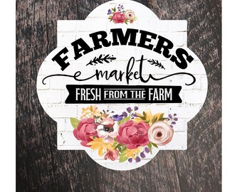 Farmers Market Door Hanger, Spring Door Hanger,  Sublimation Designs, Farmhouse Sublimation, Sublimation Designs, Quatrefoil Door Hanger