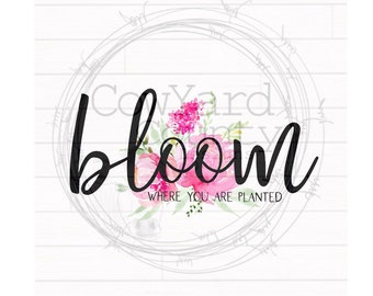 Bloom waar je bent geplant png, zomersublimatie, sublimatieontwerpen voor thuis, sublimatieontwerpen, kussensublimatie, digitale ontwerpen