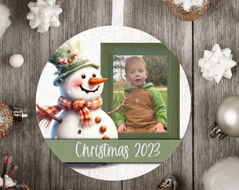 Bonhomme de neige photo rond ornement png, sublimation d'ornement, sublimation de Noël, ornement PNG, sublimation, téléchargement numérique, bonhomme de neige png