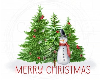 Christmas Trees and Snowman PNG, Christmas Images, Christmas Sublimation, Kitchen png Christmas PNG, Digital Downloads, Snowman, Winter