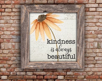 Kindness is Always Beautiful 6" Tiles, Scramble Tile Designs, Fall PNG, Fall Sublimation, Sublimation Designs, Rustic Designs, Country